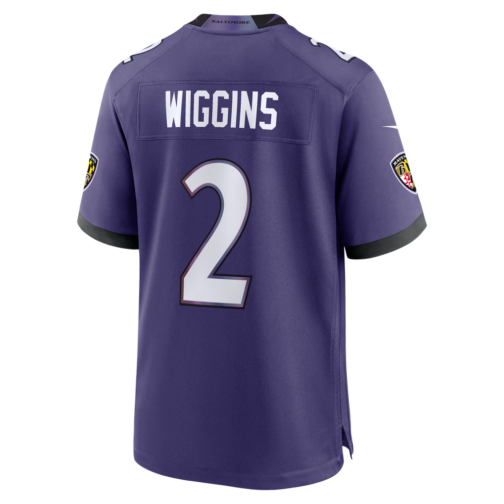 Men's Baltimore Ravens Nate Wiggins Nike Purple Team Game Jersey
