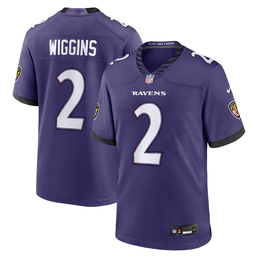 Men's Baltimore Ravens Nate Wiggins Nike Purple Team Game Jersey