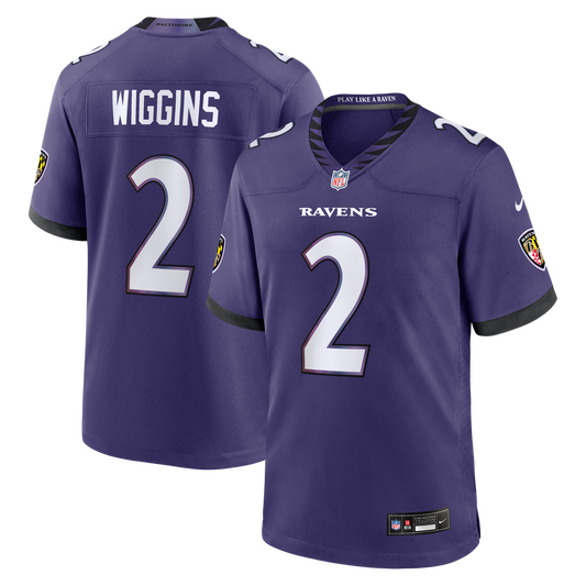 Men's Baltimore Ravens Nate Wiggins Nike Purple Team Game Jersey