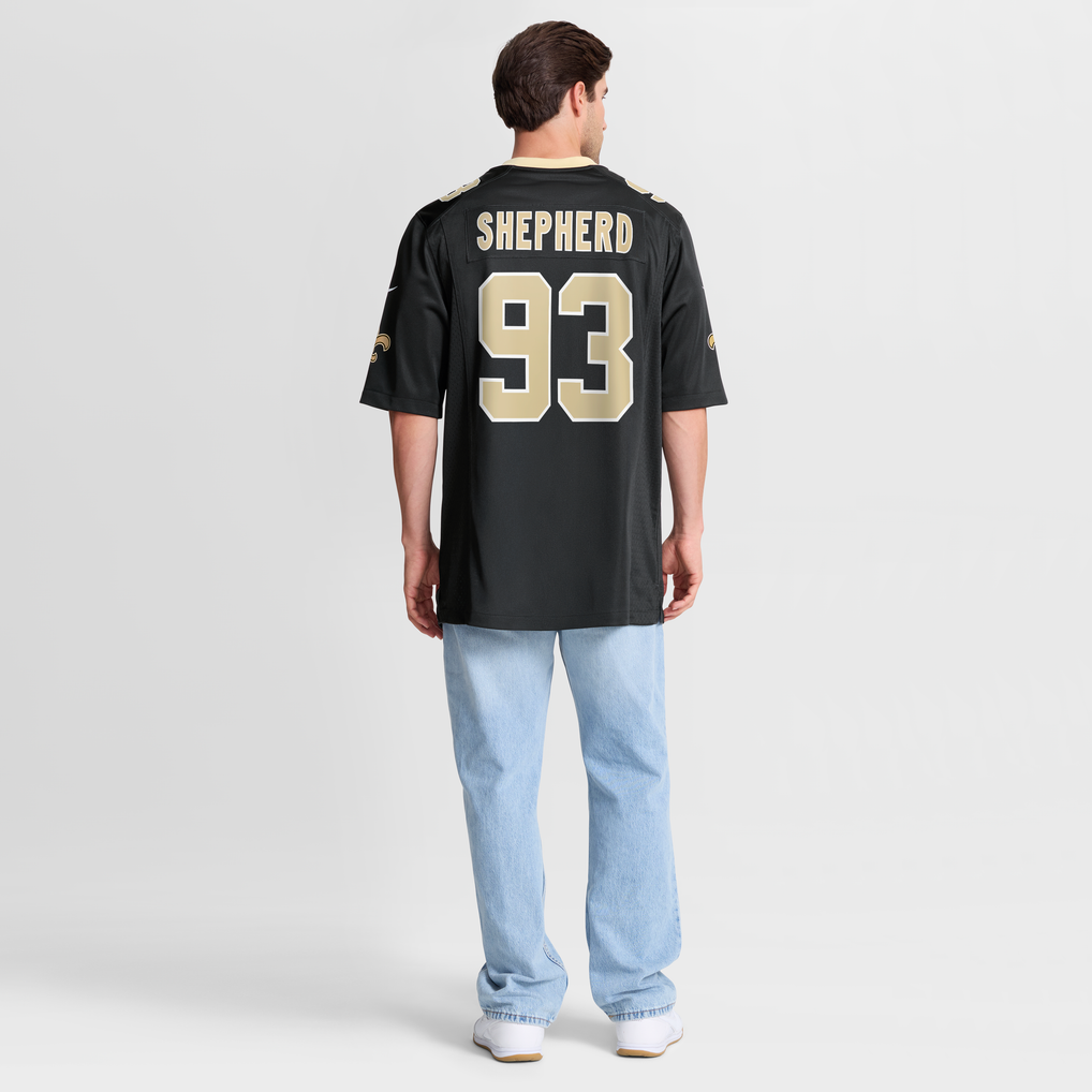 Men's New Orleans Saints Nathan Shepherd Nike Black Game Jersey - Image 9