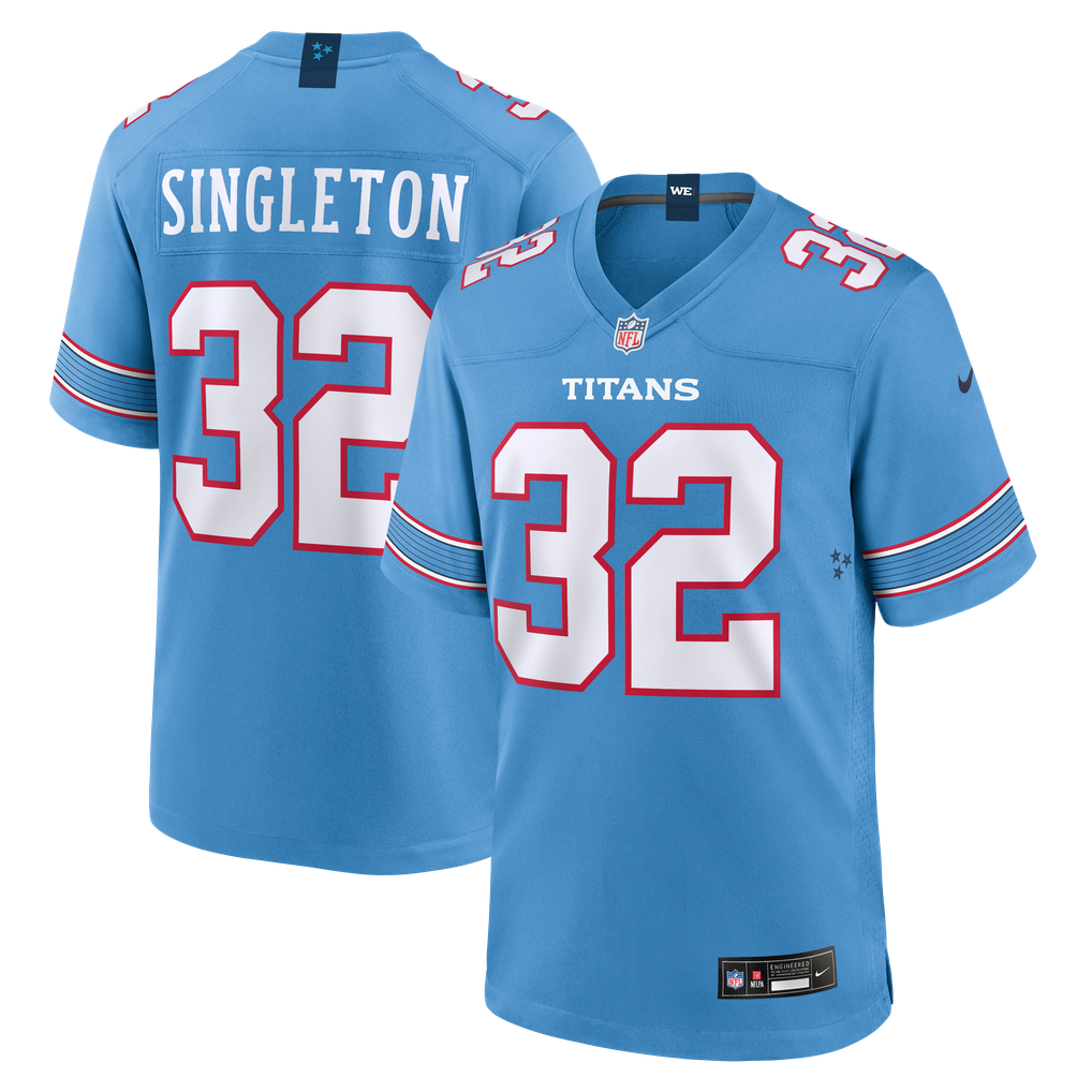 Men's Tennessee Titans Nicholas Singleton Nike Light Blue Team Game Jersey - Image 2