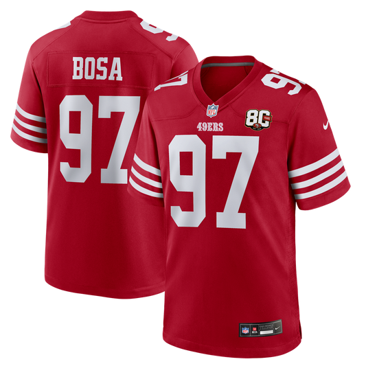 Men's San Francisco 49ers Nick Bosa Nike Scarlet 80th Anniversary Game Jersey - Image 1