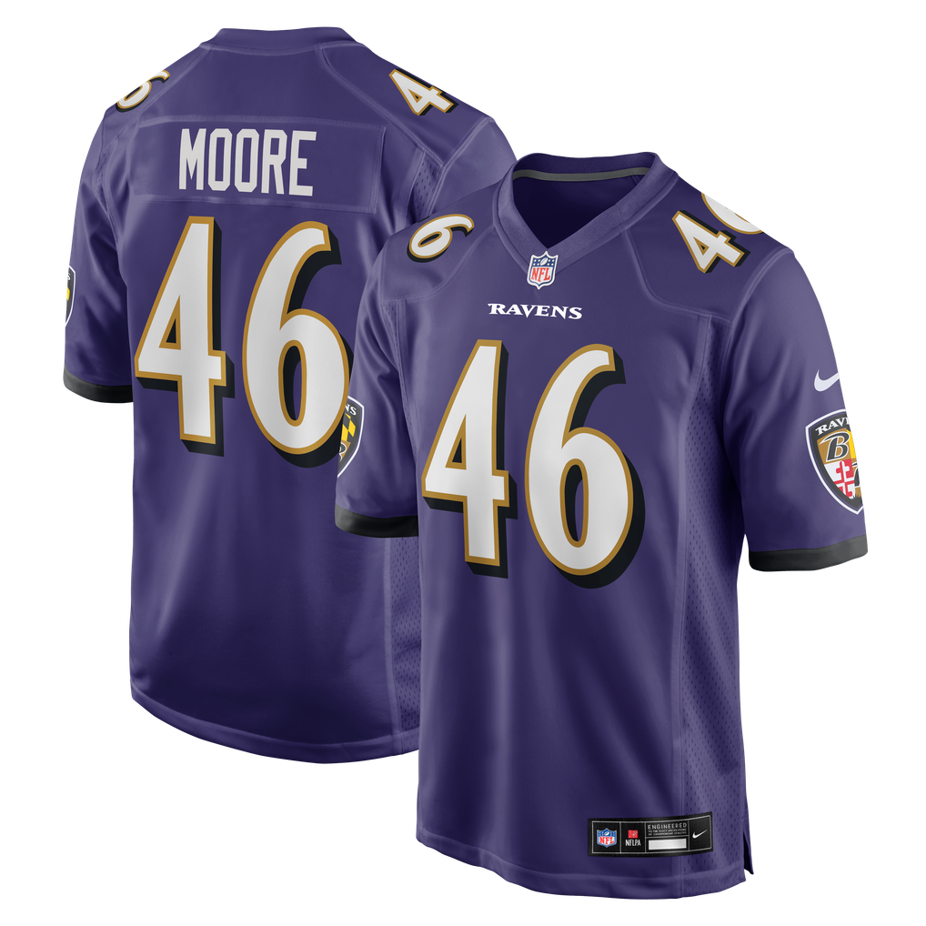 Men's Baltimore Ravens Nick Moore Nike Purple Game Jersey