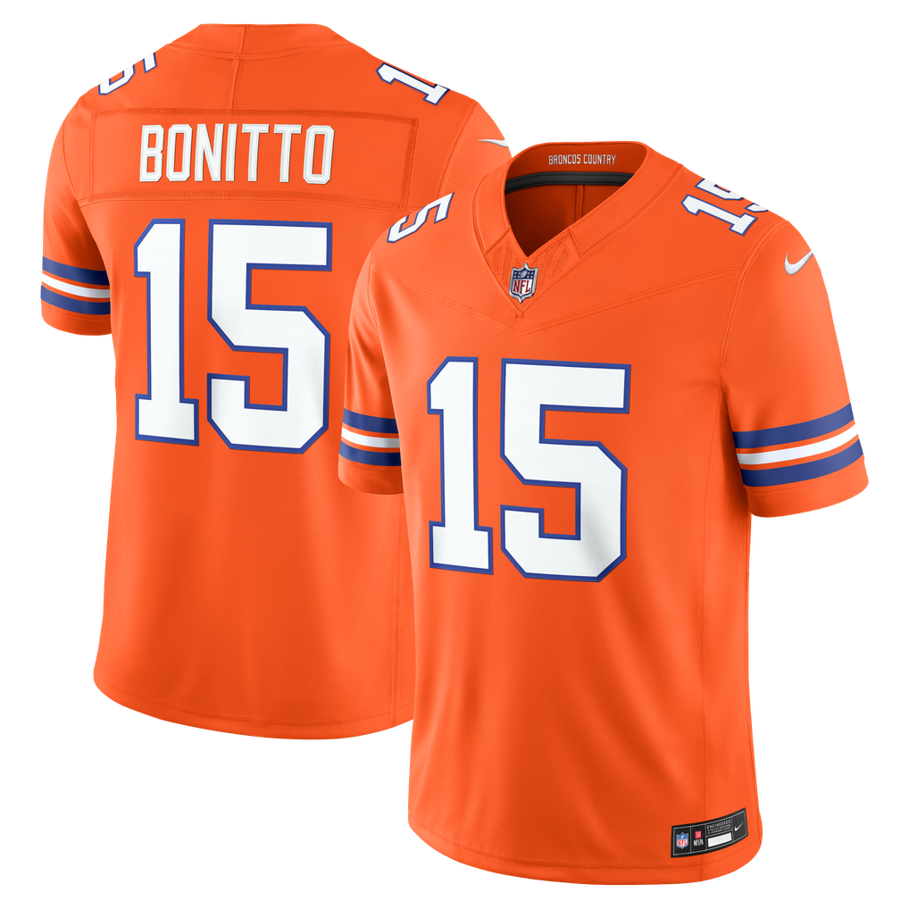 Men's Denver Broncos Nik Bonitto Nike Orange Alternate Mile High Collection 1977 Throwback Vapor F.U.S.E. Stitched Limited Jersey - Image 1