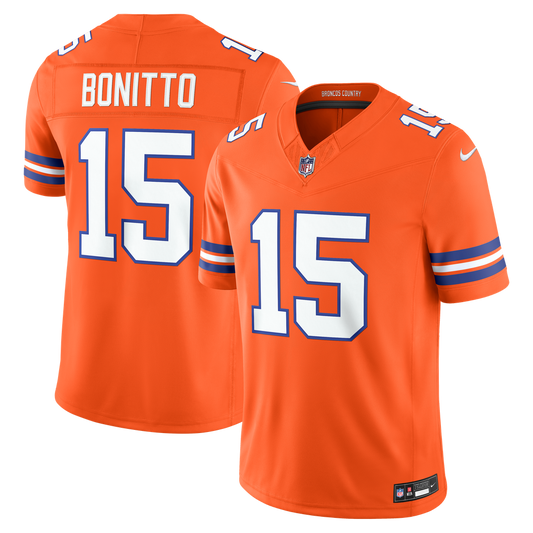 Men's Denver Broncos Nik Bonitto Nike Orange Alternate Mile High Collection 1977 Throwback Vapor F.U.S.E. Stitched Limited Jersey - Image 1