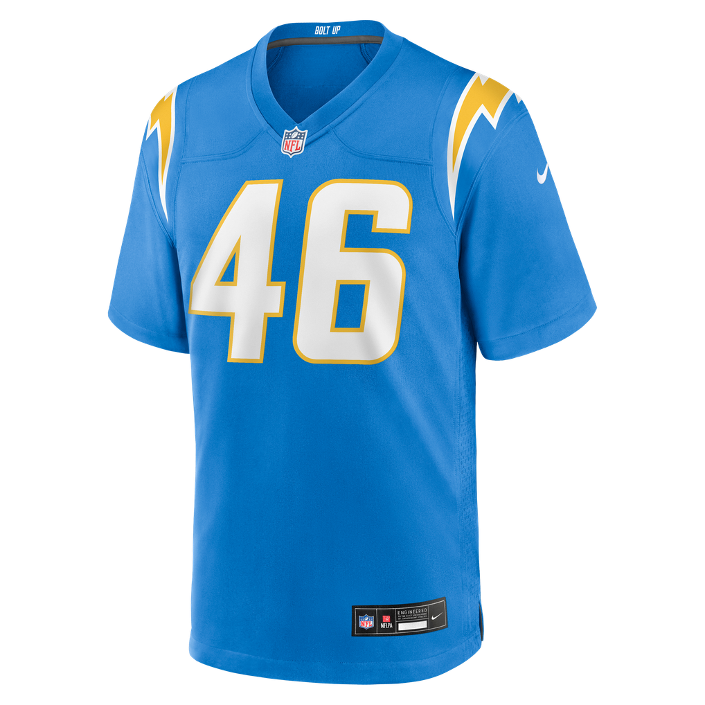 Men's Los Angeles Chargers Nikko Reed Nike  Powder Blue Team Game Jersey - Image 3