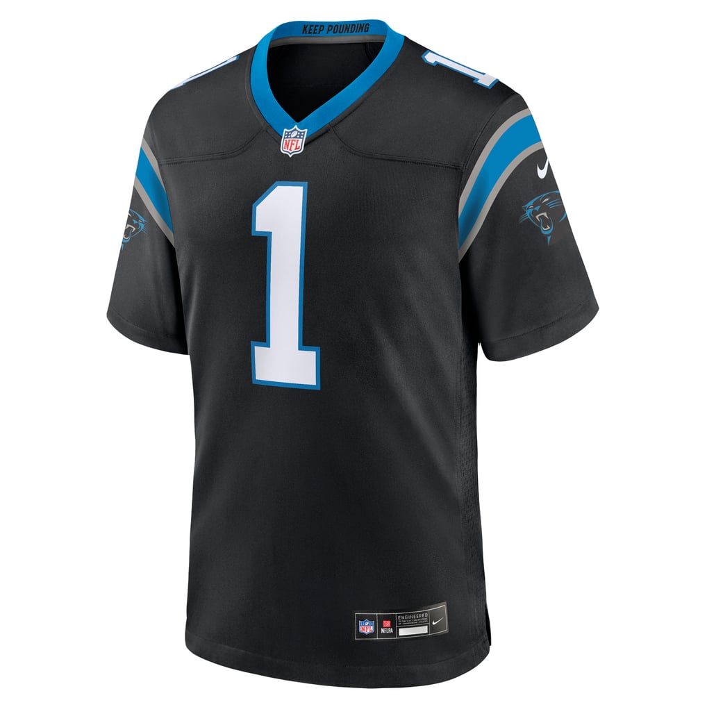 Men's Carolina Panthers Number 1 Dad Nike Black Game Jersey - Image 3