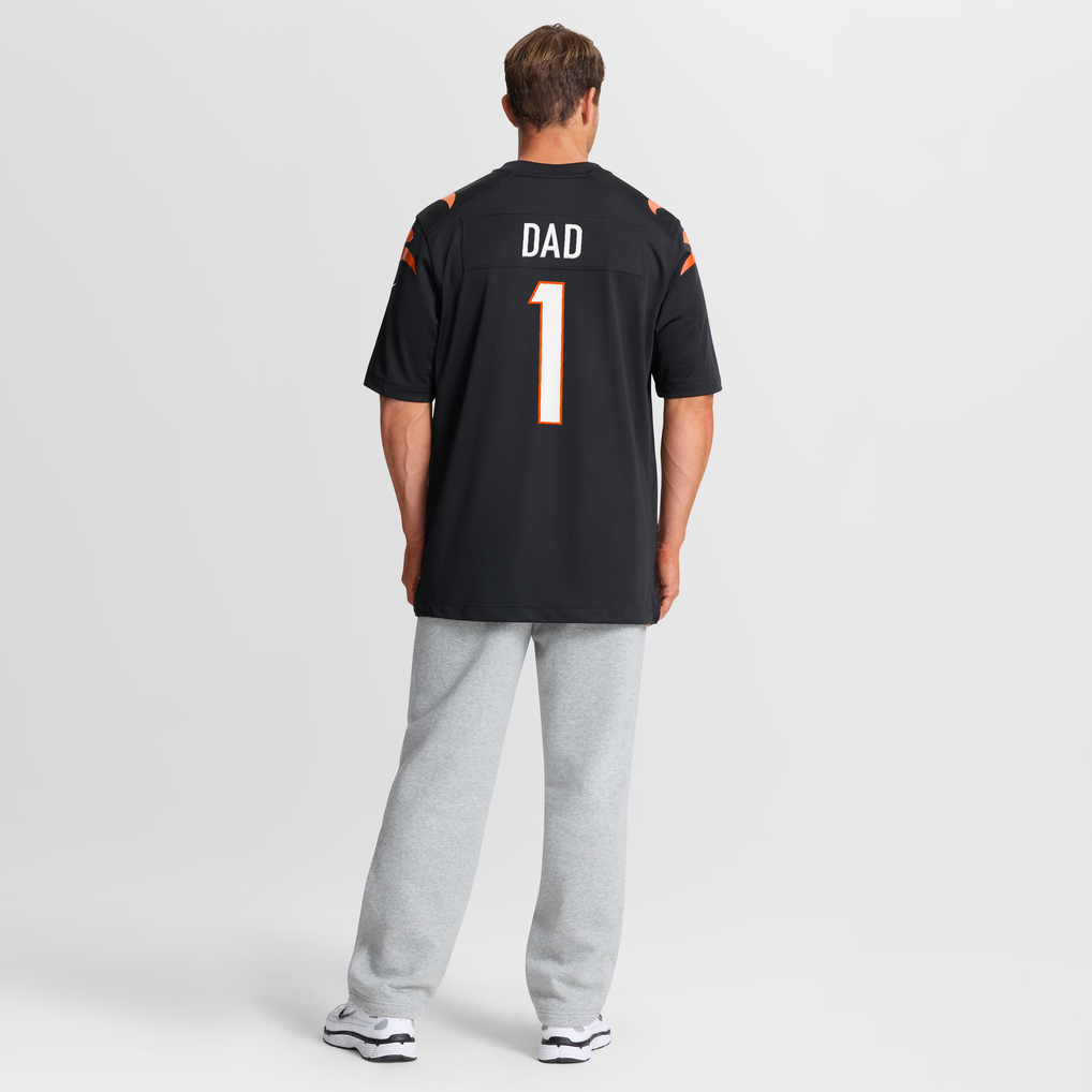 Men's Cincinnati Bengals Number 1 Dad Nike Black Game Jersey - Image 9