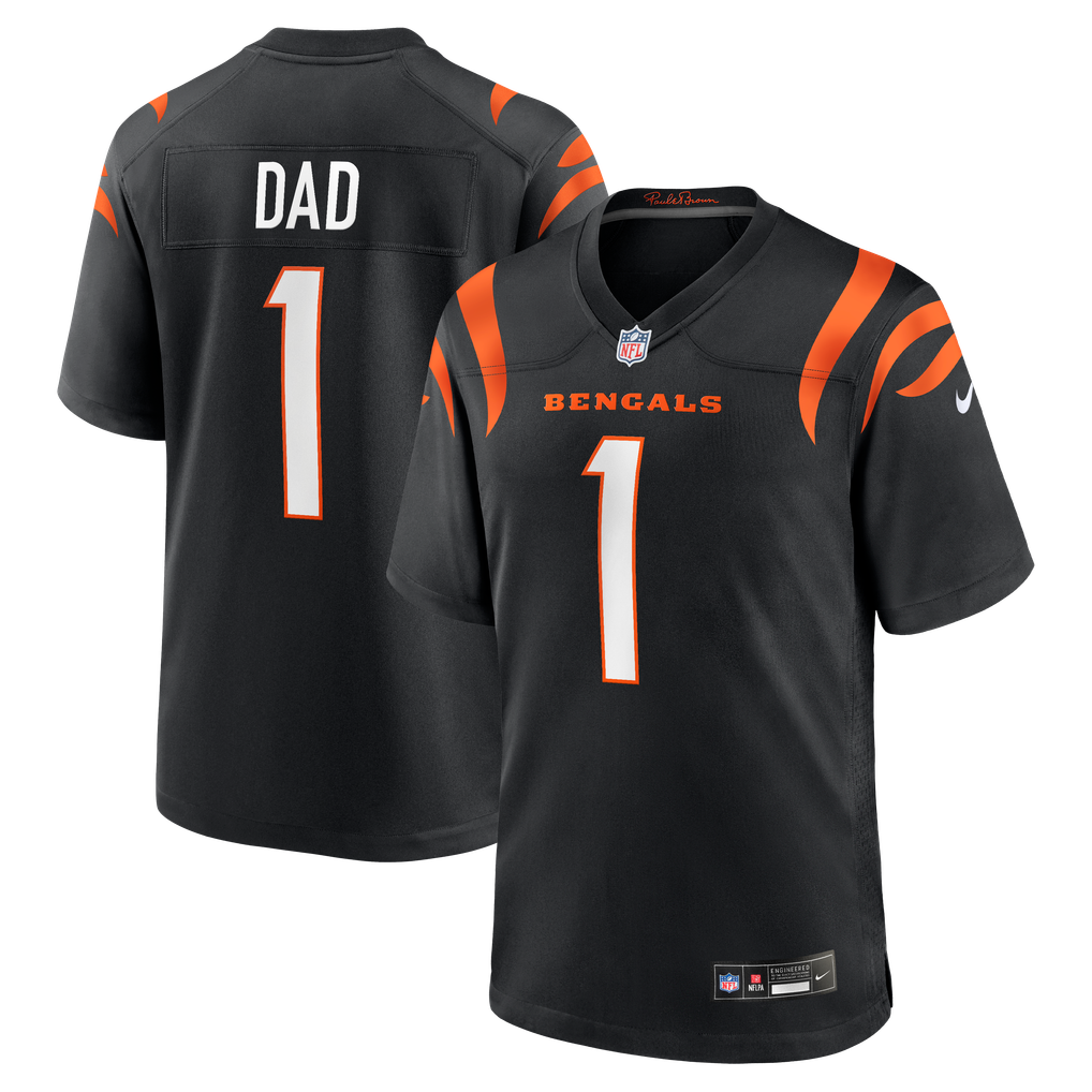 Men's Cincinnati Bengals Number 1 Dad Nike Black Game Jersey - Image 2