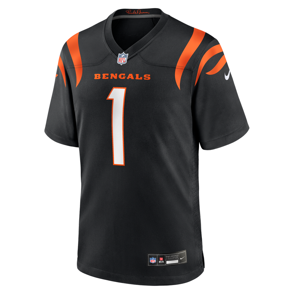 Men's Cincinnati Bengals Number 1 Dad Nike Black Game Jersey - Image 3