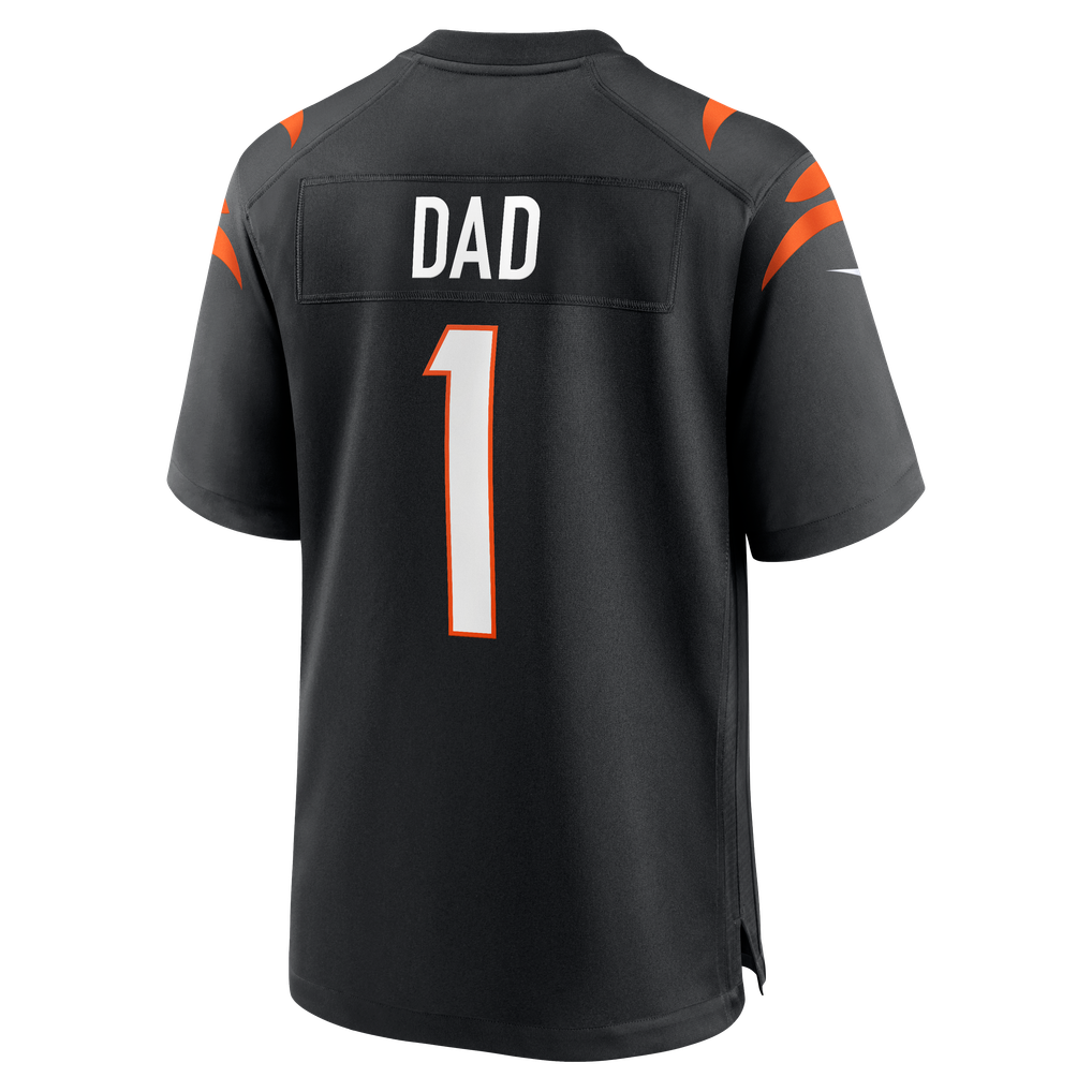 Men's Cincinnati Bengals Number 1 Dad Nike Black Game Jersey - Image 4