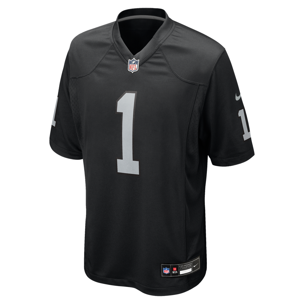 Men's Las Vegas Raiders Number 1 Dad Nike Black Game Jersey - Image 3