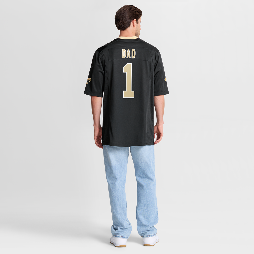 Men's New Orleans Saints Number 1 Dad Nike Black Game Jersey - Image 9