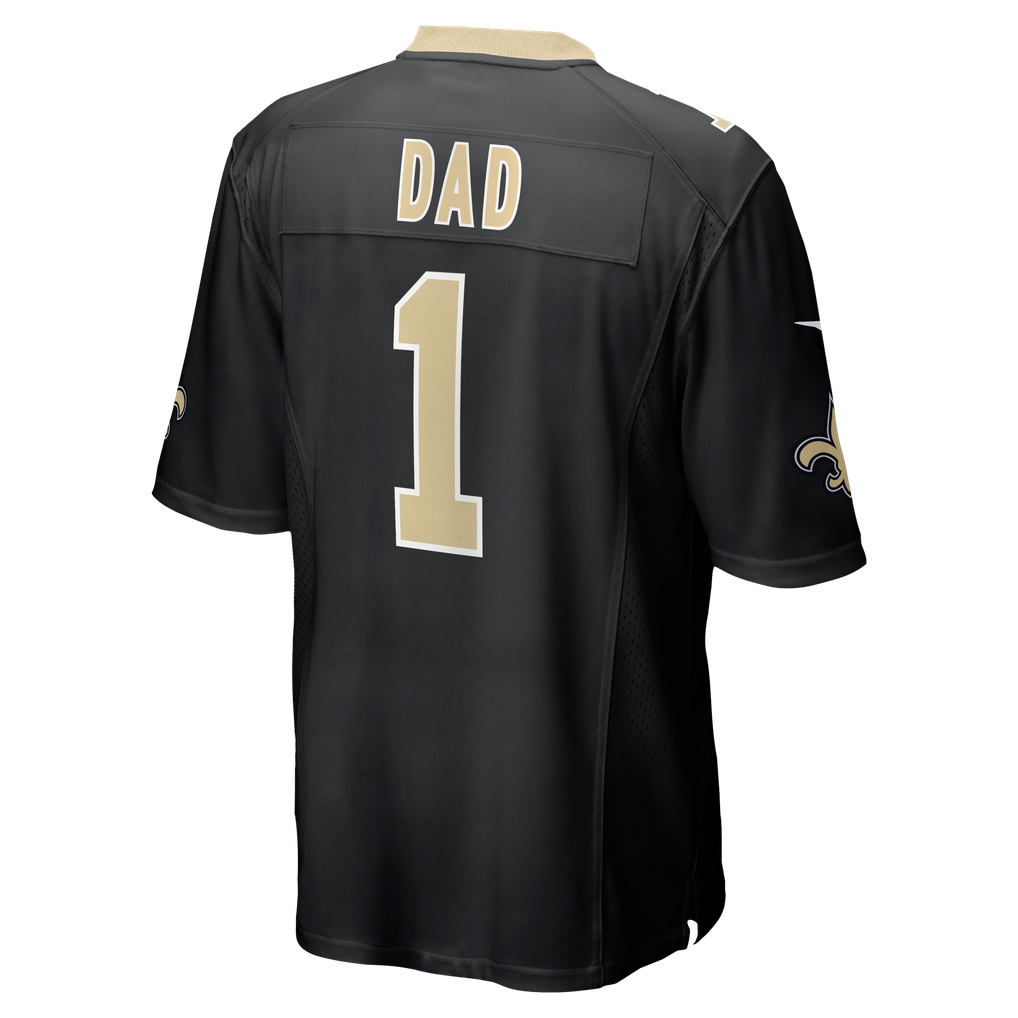 Men's New Orleans Saints Number 1 Dad Nike Black Game Jersey - Image 4