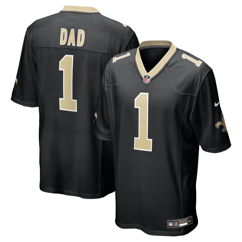 Men's New Orleans Saints Number 1 Dad Nike Black Game Jersey - Image 1