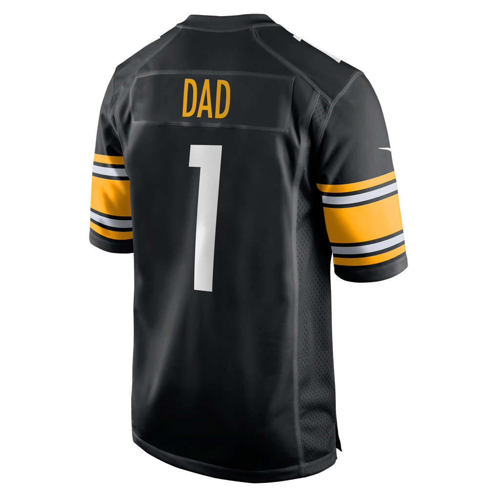 Men's Pittsburgh Steelers Number 1 Dad Nike Black Game Jersey - Image 4