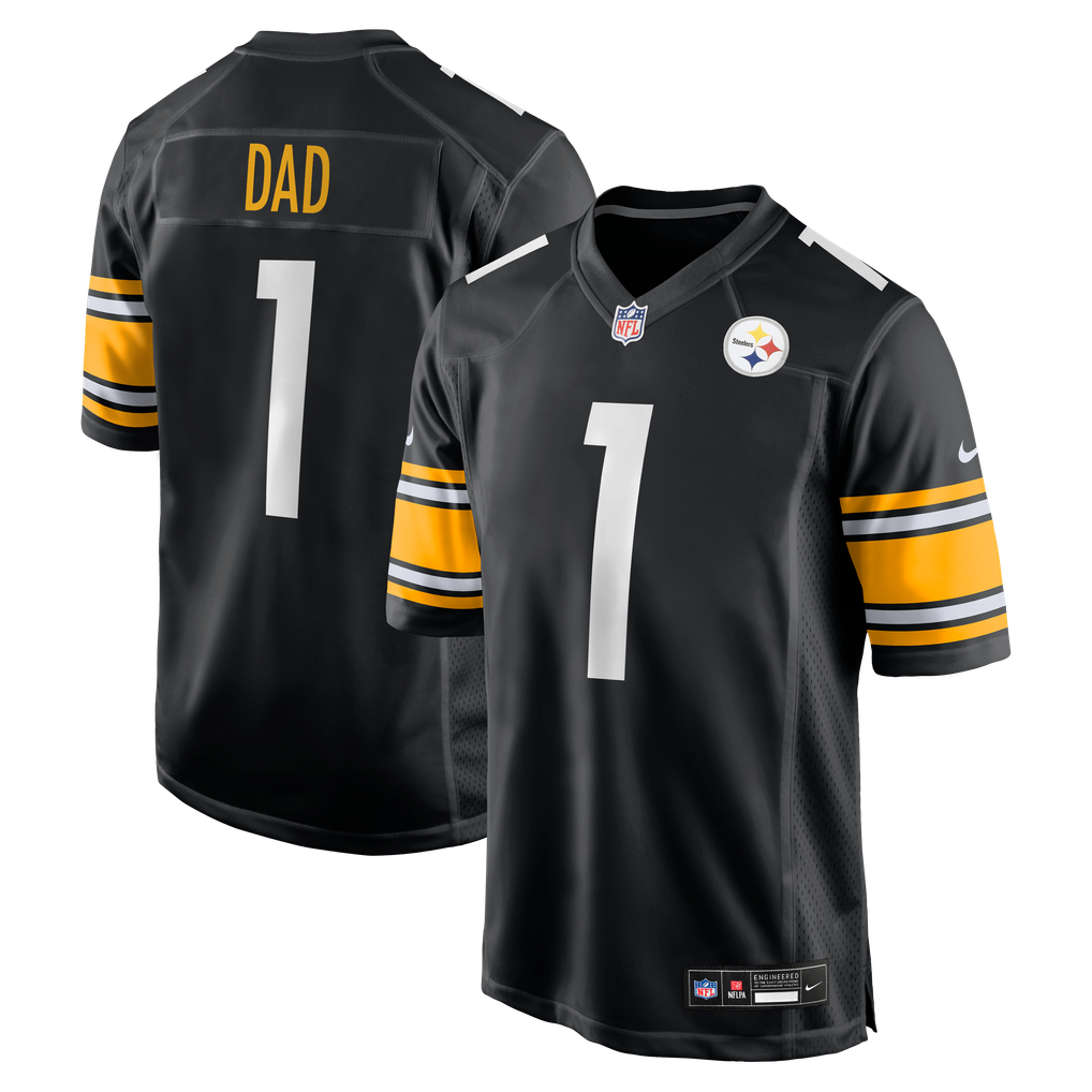 Men's Pittsburgh Steelers Number 1 Dad Nike Black Game Jersey - Image 1