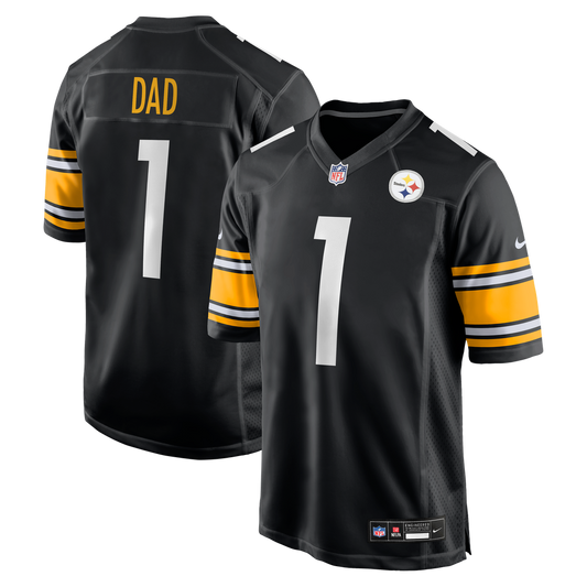 Men's Pittsburgh Steelers Number 1 Dad Nike Black Game Jersey - Image 1