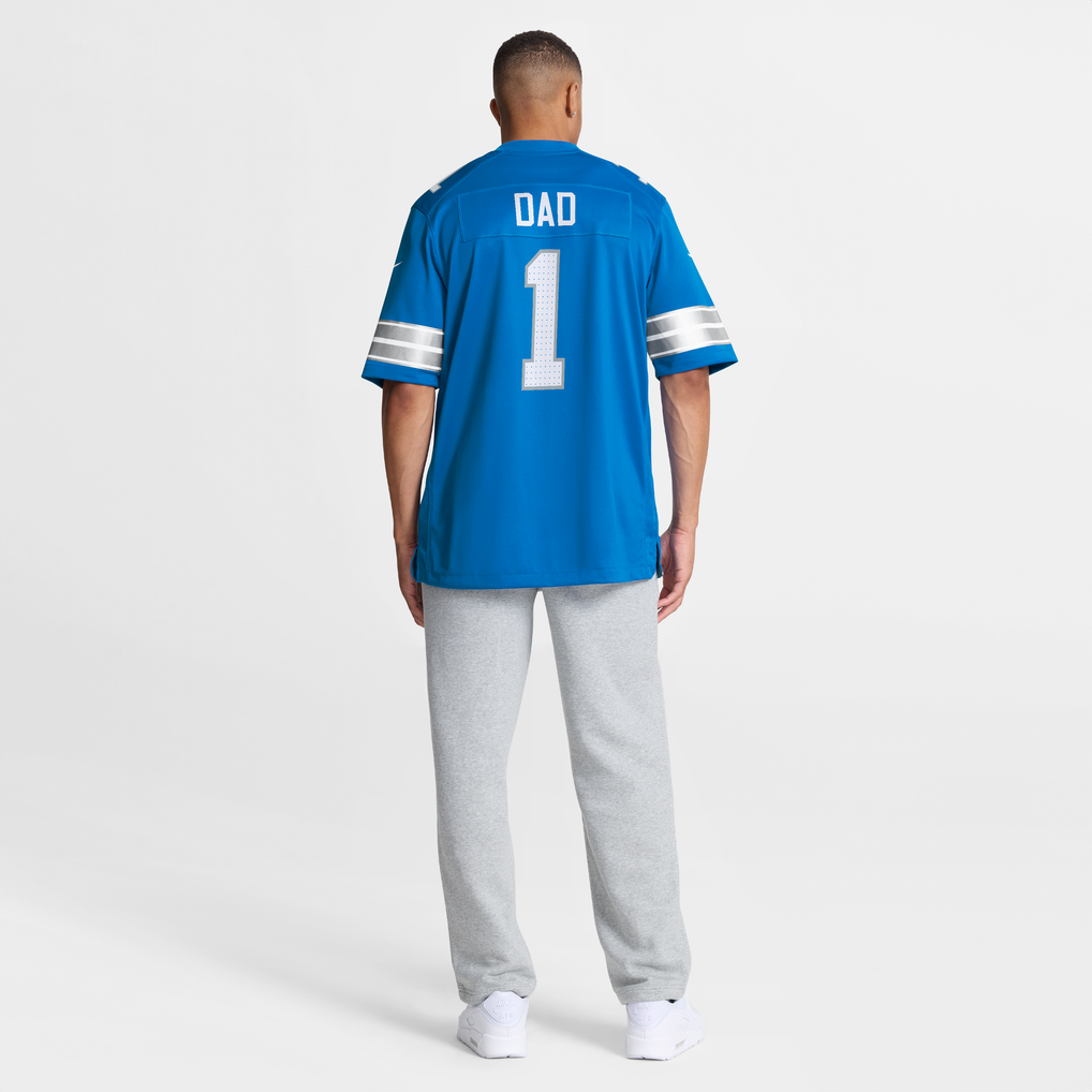Men's Detroit Lions Number 1 Dad Nike Blue Game Jersey - Image 9