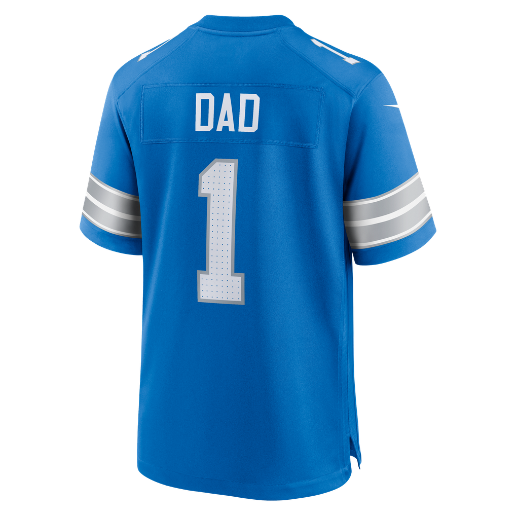 Men's Detroit Lions Number 1 Dad Nike Blue Game Jersey - Image 4