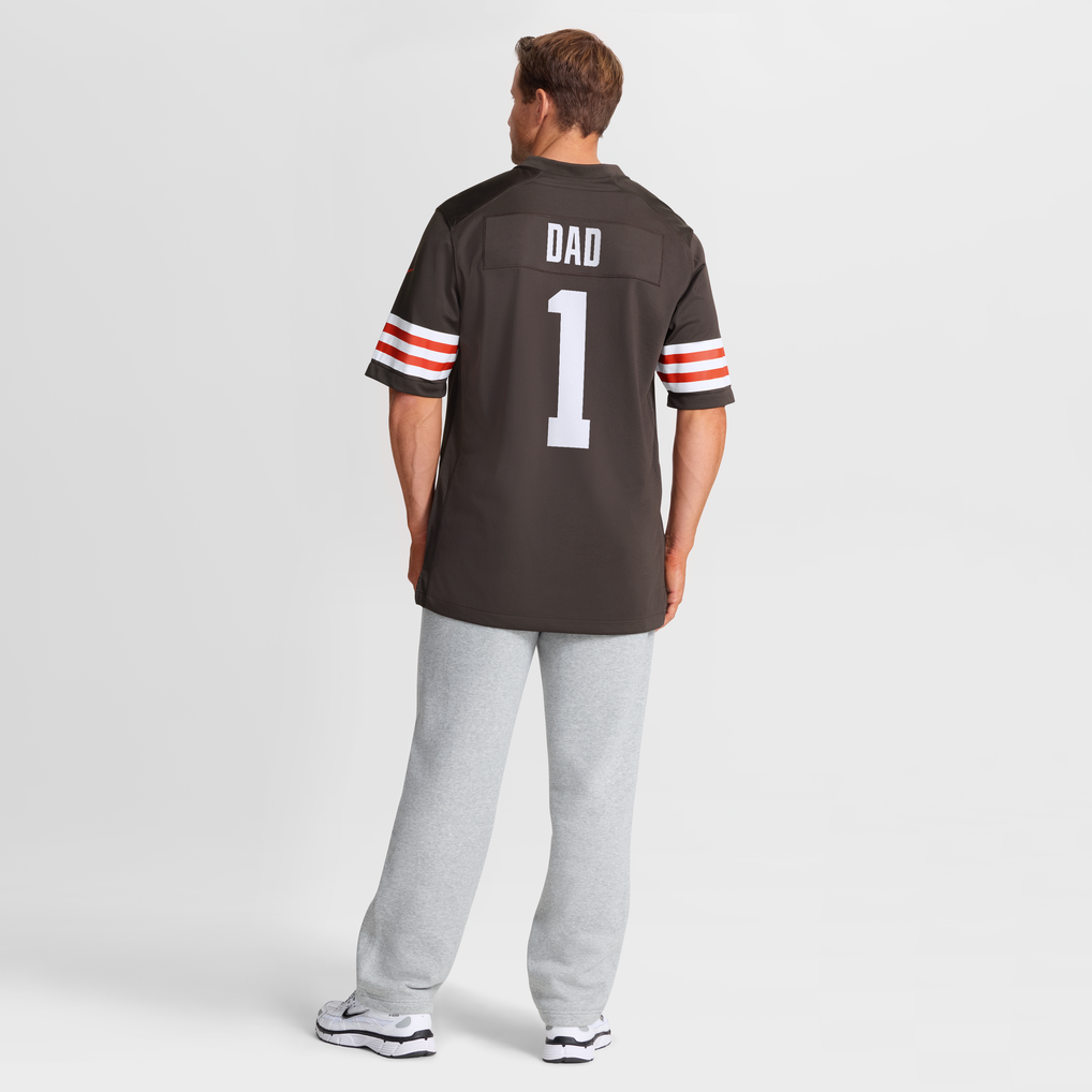 Men's Cleveland Browns Number 1 Dad Nike Brown Game Jersey - Image 9