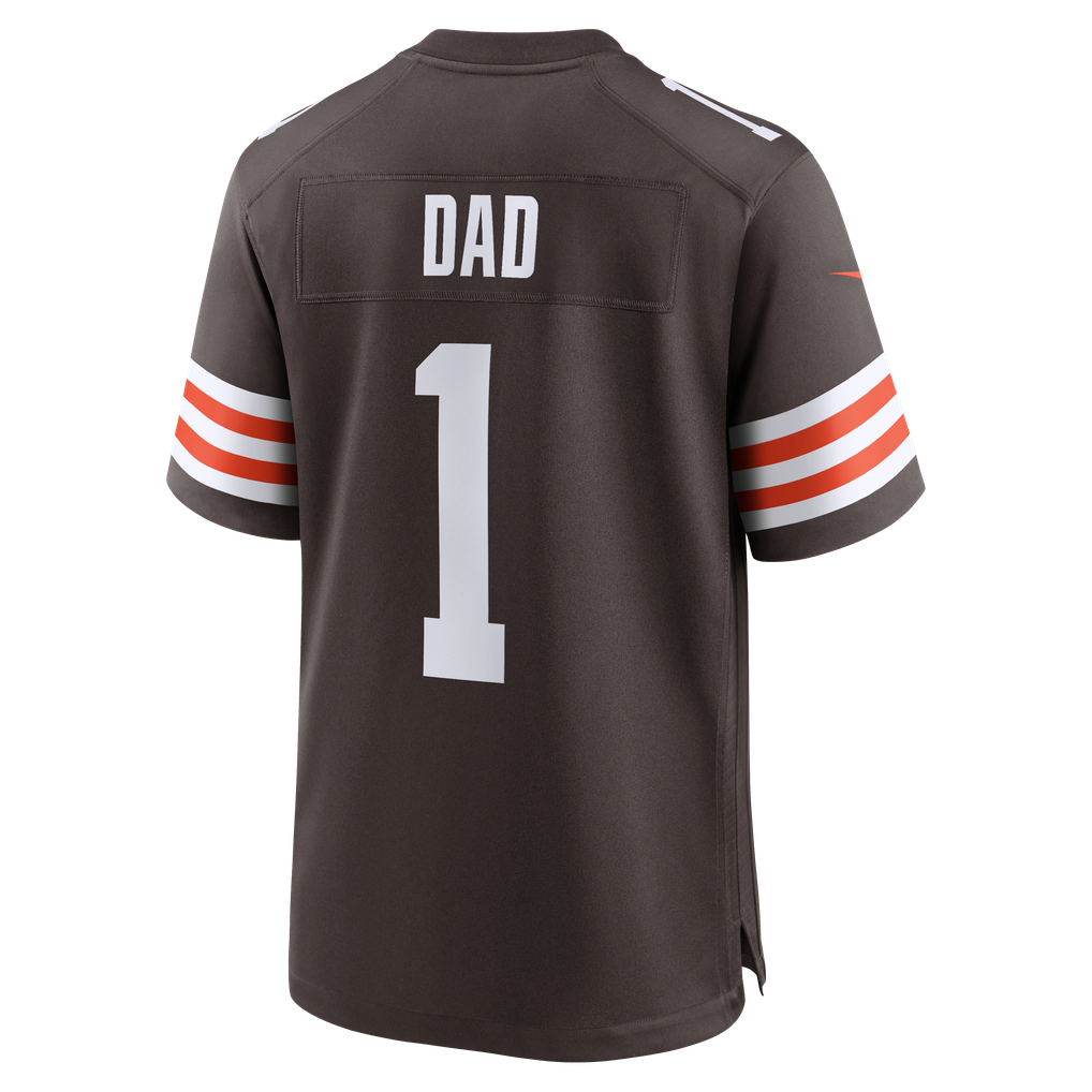 Men's Cleveland Browns Number 1 Dad Nike Brown Game Jersey - Image 4