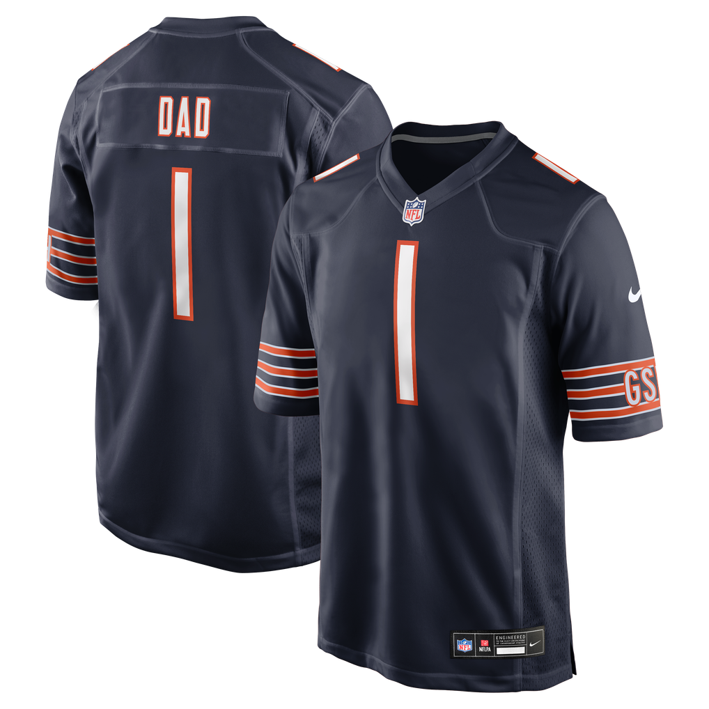 Men's Chicago Bears Number 1 Dad Nike Navy Game Jersey - Image 1