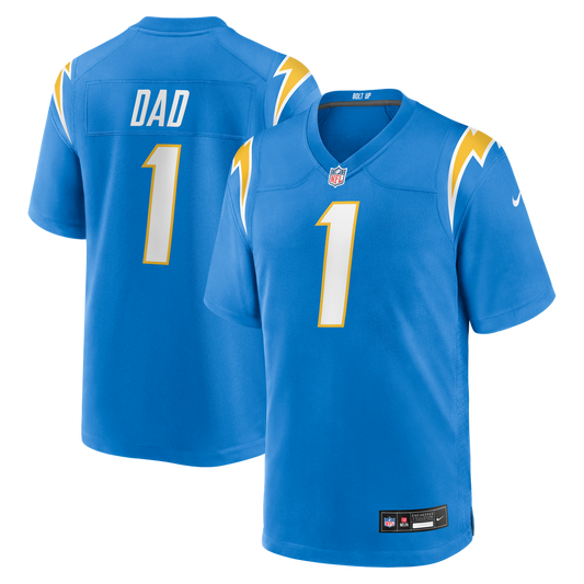Men's Los Angeles Chargers Number 1 Dad Nike Powder Blue Game Jersey - Image 1