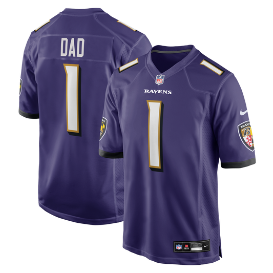 Men's Baltimore Ravens Number 1 Dad Nike Purple Game Jersey