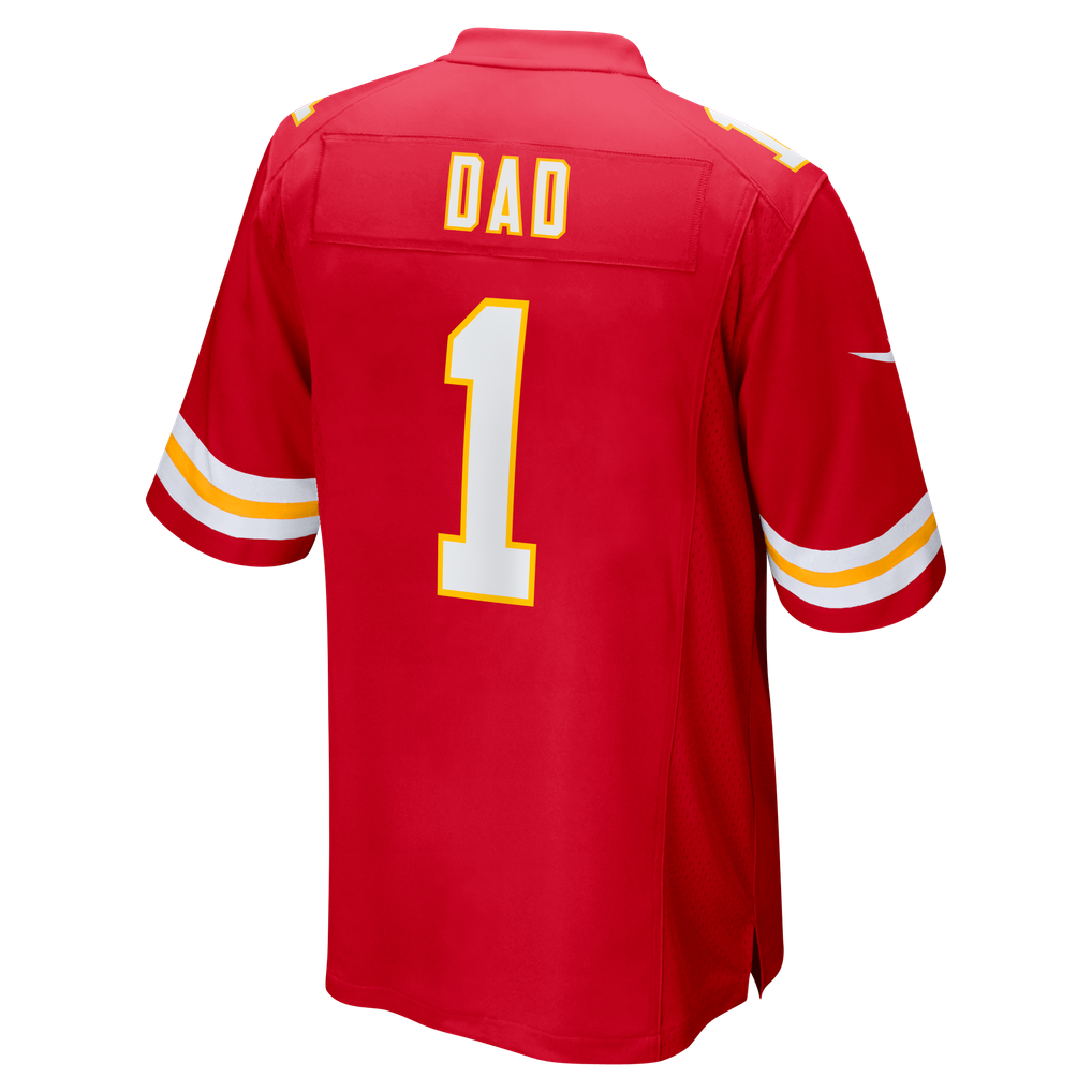 Men's Kansas City Chiefs Number 1 Dad Nike Red Game Jersey - Image 4