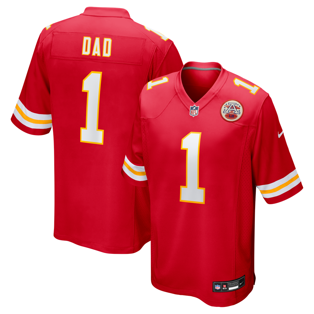 Men's Kansas City Chiefs Number 1 Dad Nike Red Game Jersey - Image 1
