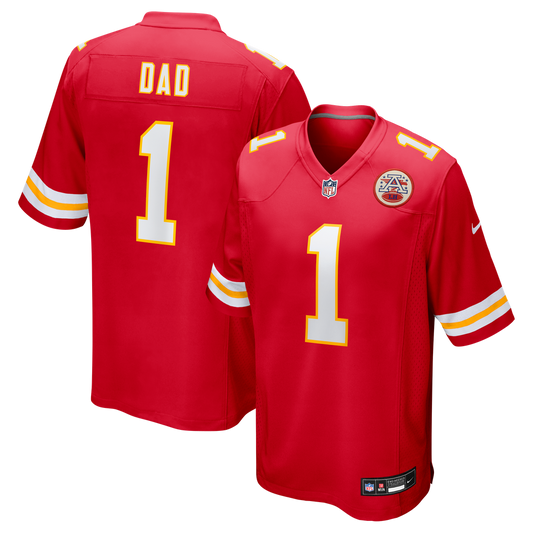 Men's Kansas City Chiefs Number 1 Dad Nike Red Game Jersey - Image 1