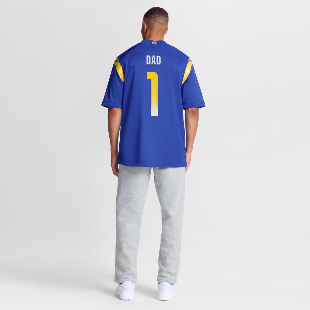 Men's Los Angeles Rams Number 1 Dad Nike Royal Game Jersey - Image 9