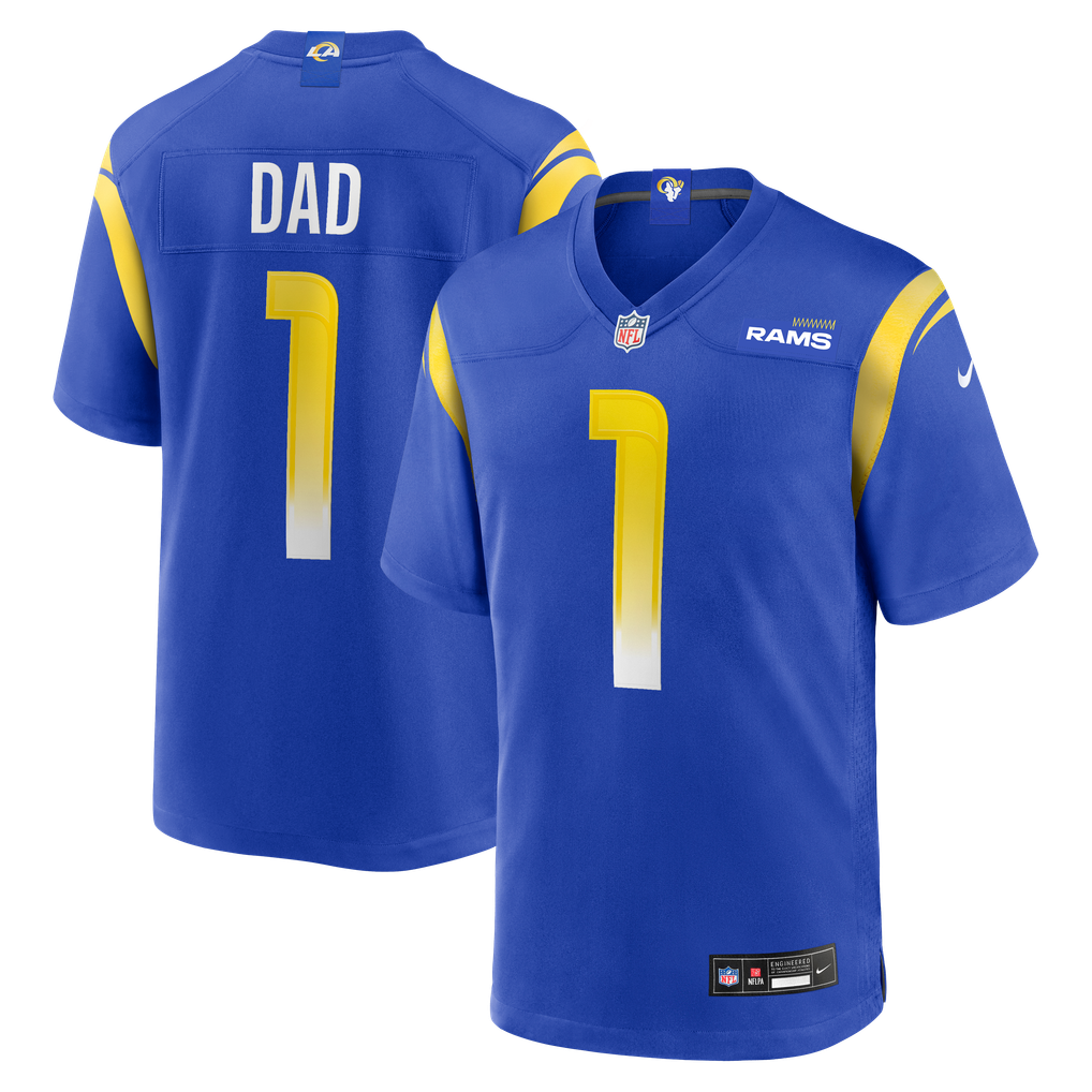 Men's Los Angeles Rams Number 1 Dad Nike Royal Game Jersey - Image 2