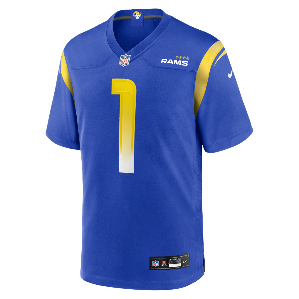 Men's Los Angeles Rams Number 1 Dad Nike Royal Game Jersey - Image 3