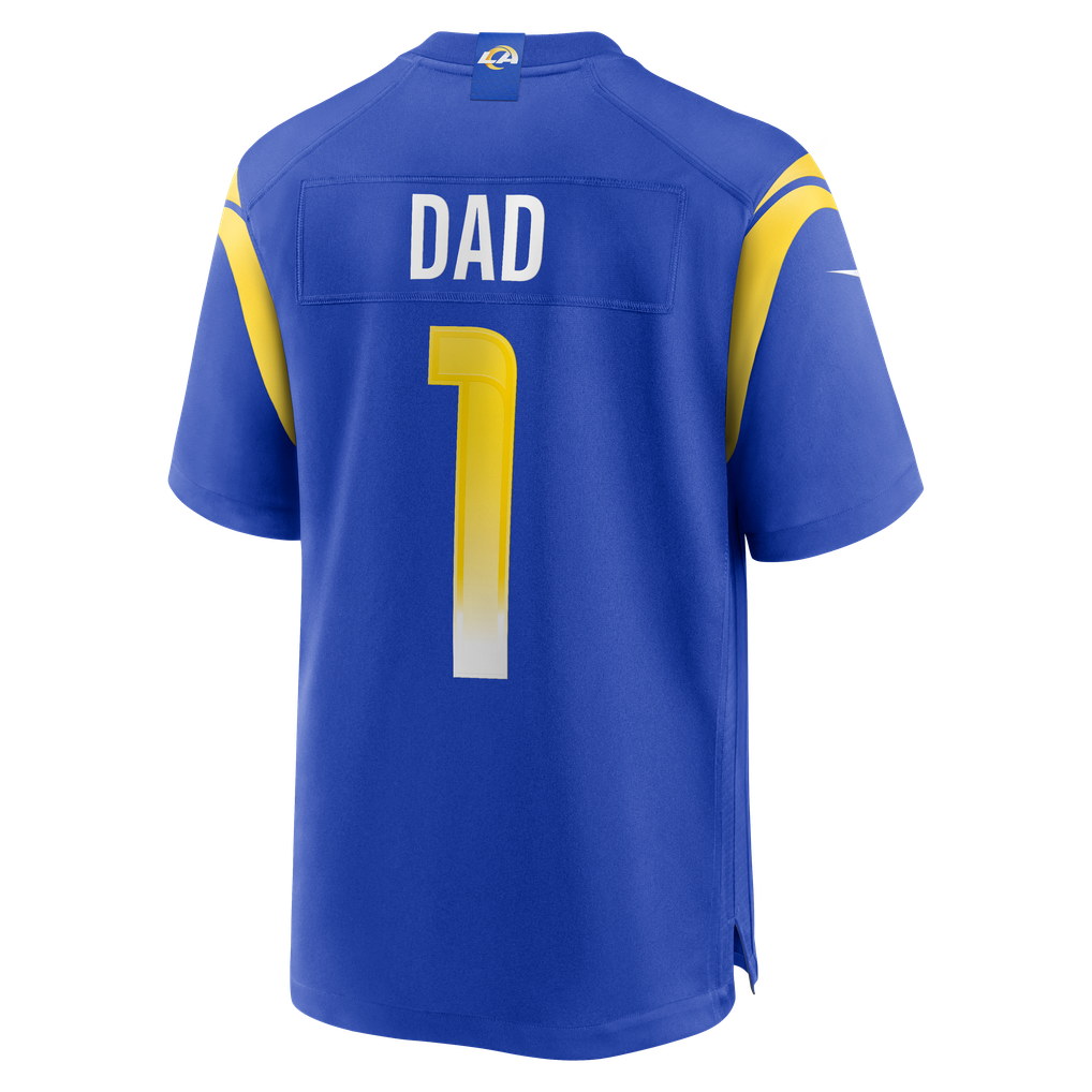 Men's Los Angeles Rams Number 1 Dad Nike Royal Game Jersey - Image 4
