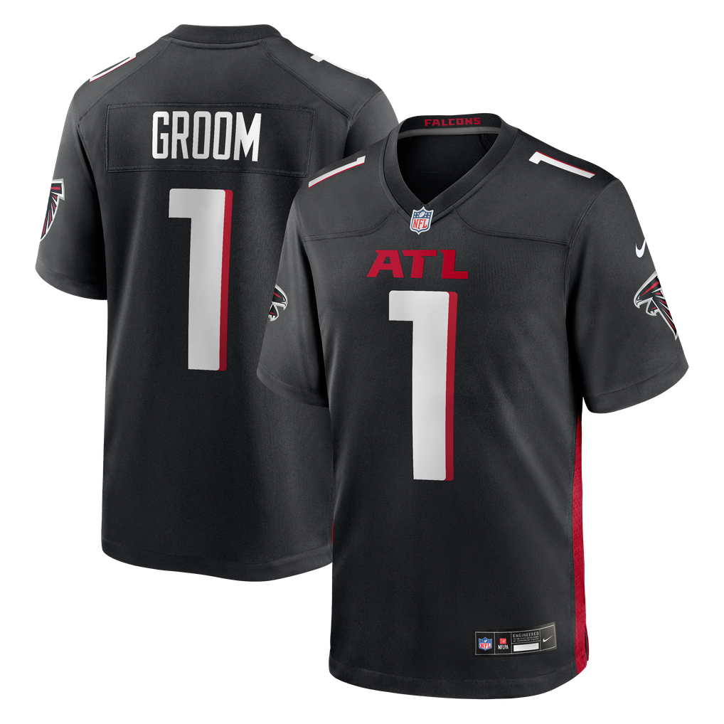 Men's Atlanta Falcons Number 1 Groom Nike Black Game Jersey