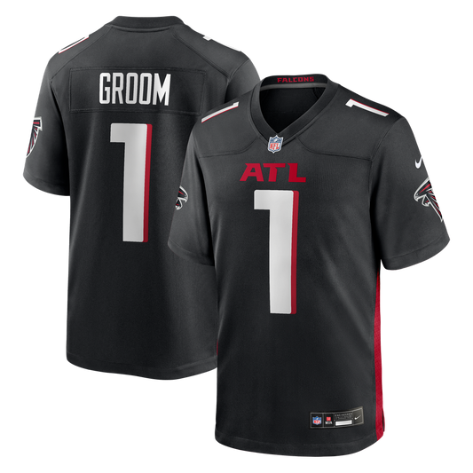 Men's Atlanta Falcons Number 1 Groom Nike Black Game Jersey