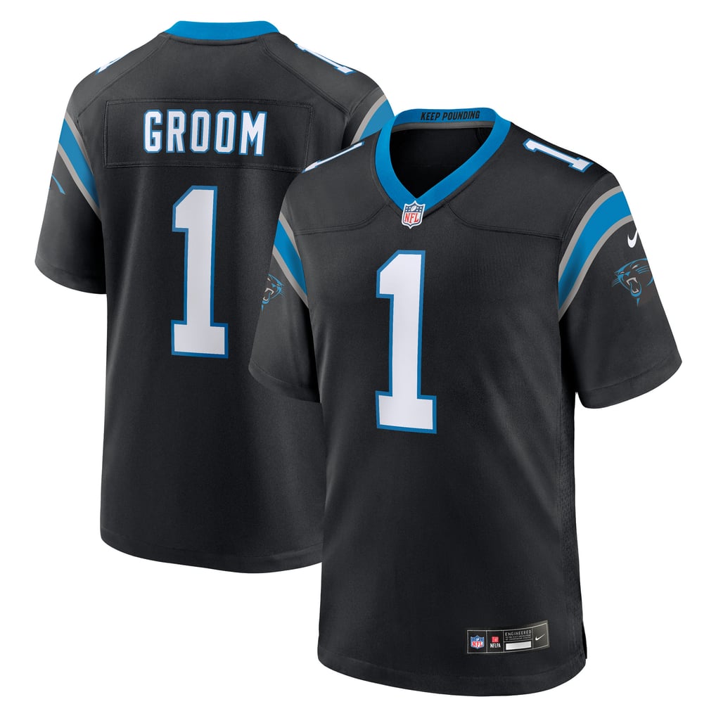 Men's Carolina Panthers Number 1 Groom Nike Black Game Jersey - Image 2