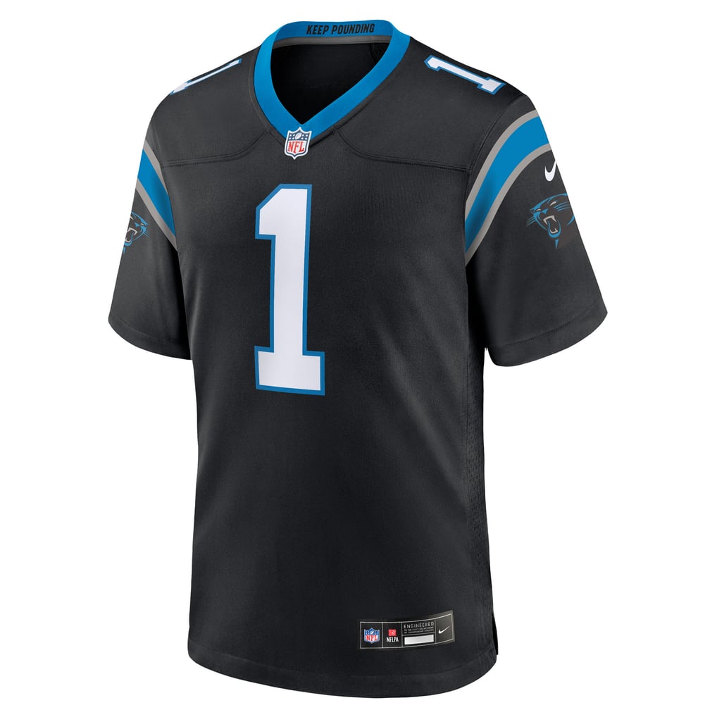 Men's Carolina Panthers Number 1 Groom Nike Black Game Jersey - Image 3