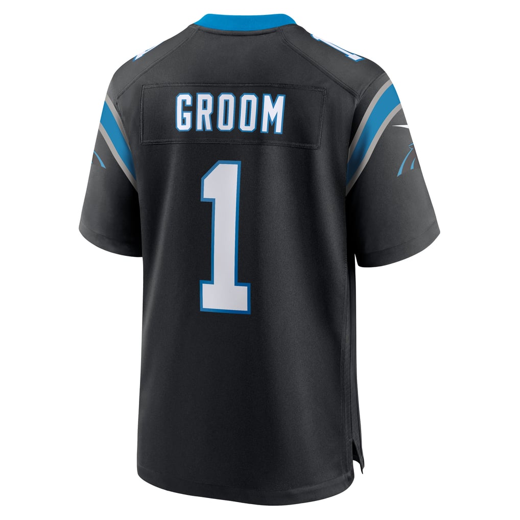 Men's Carolina Panthers Number 1 Groom Nike Black Game Jersey - Image 4