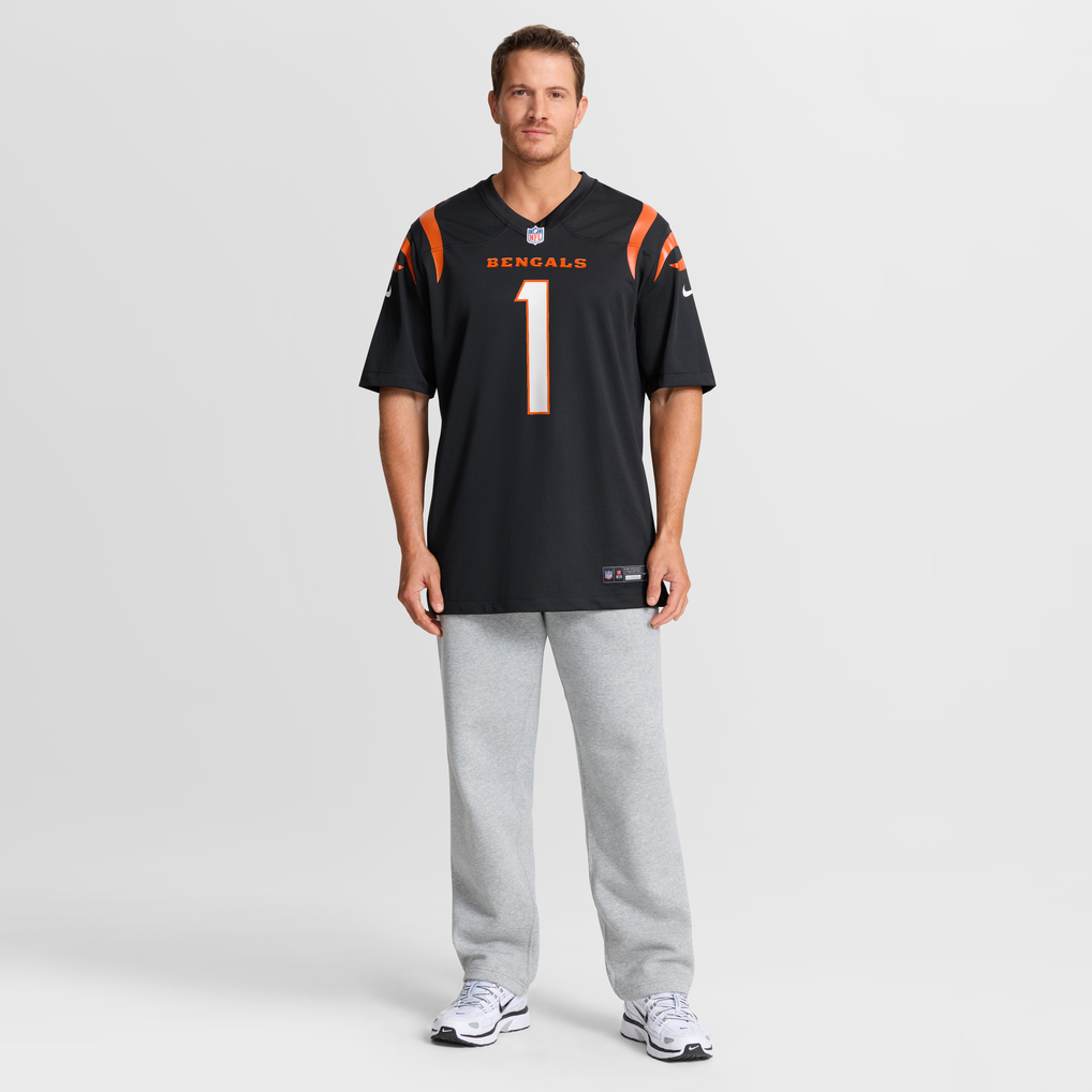 Men's Cincinnati Bengals Number 1 Groom Nike Black Game Jersey - Image 8