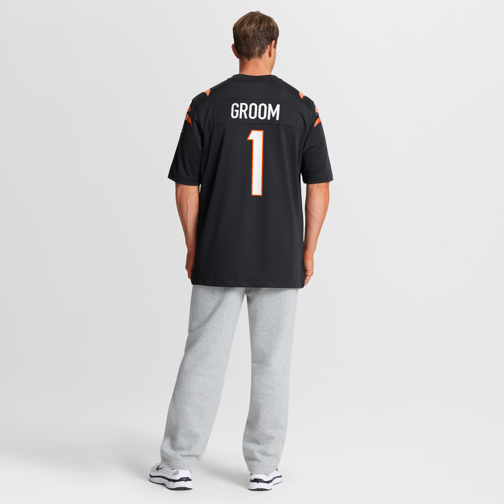 Men's Cincinnati Bengals Number 1 Groom Nike Black Game Jersey - Image 9