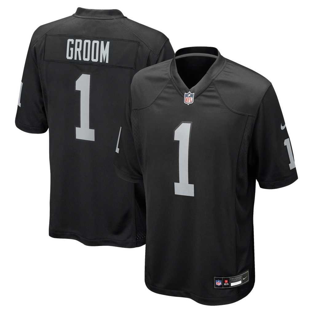 Men's Las Vegas Raiders Number 1 Groom Nike Black Game Jersey - Image 2