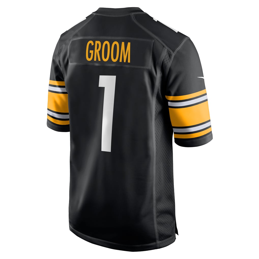 Men's Pittsburgh Steelers Number 1 Groom Nike Black Game Jersey - Image 4