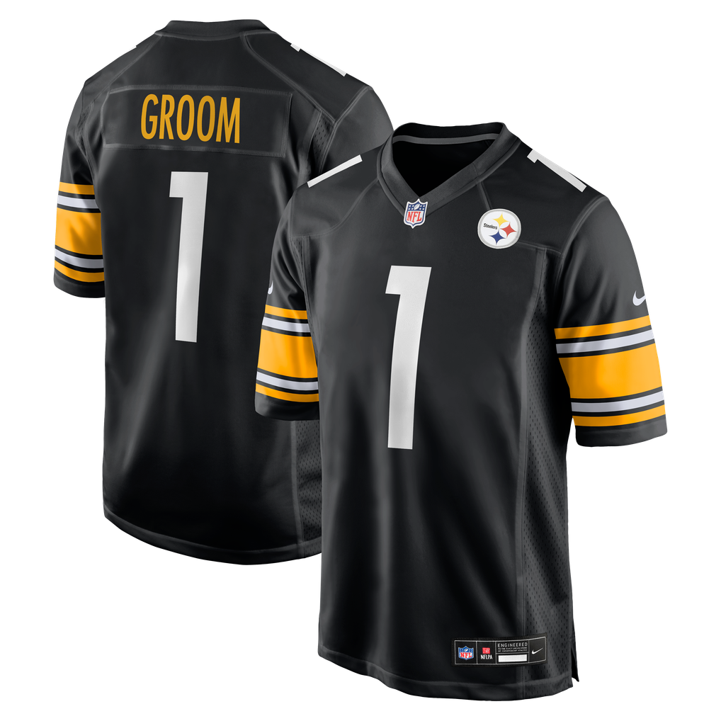 Men's Pittsburgh Steelers Number 1 Groom Nike Black Game Jersey - Image 1