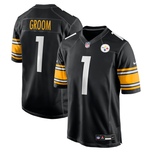 Men's Pittsburgh Steelers Number 1 Groom Nike Black Game Jersey - Image 1