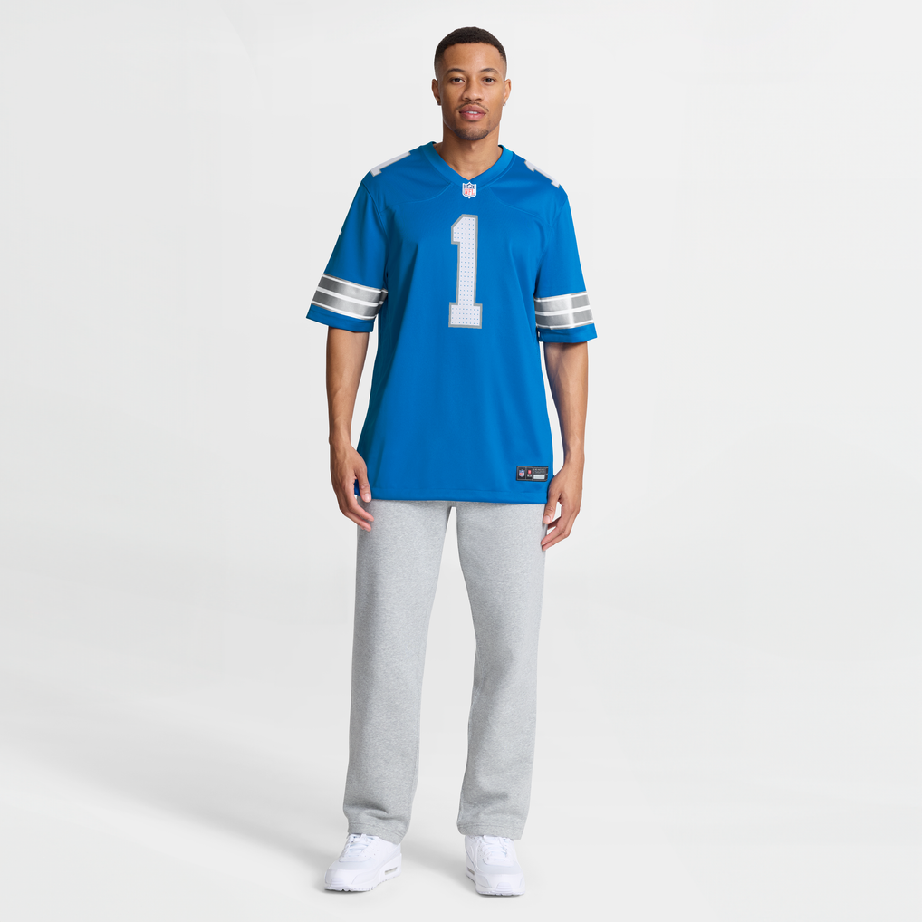 Men's Detroit Lions Number 1 Groom Nike Blue Game Jersey - Image 8