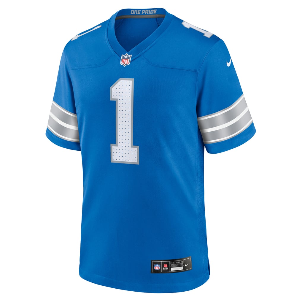 Men's Detroit Lions Number 1 Groom Nike Blue Game Jersey - Image 3