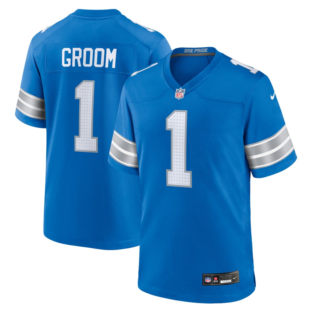 Men's Detroit Lions Number 1 Groom Nike Blue Game Jersey - Image 1
